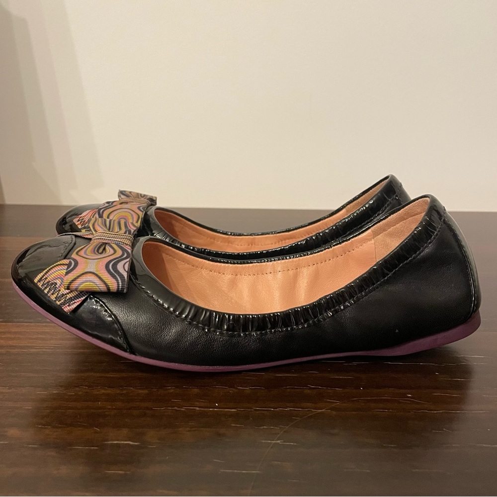 Paul Smith Leather Ballet Flats with Multicolour Bow